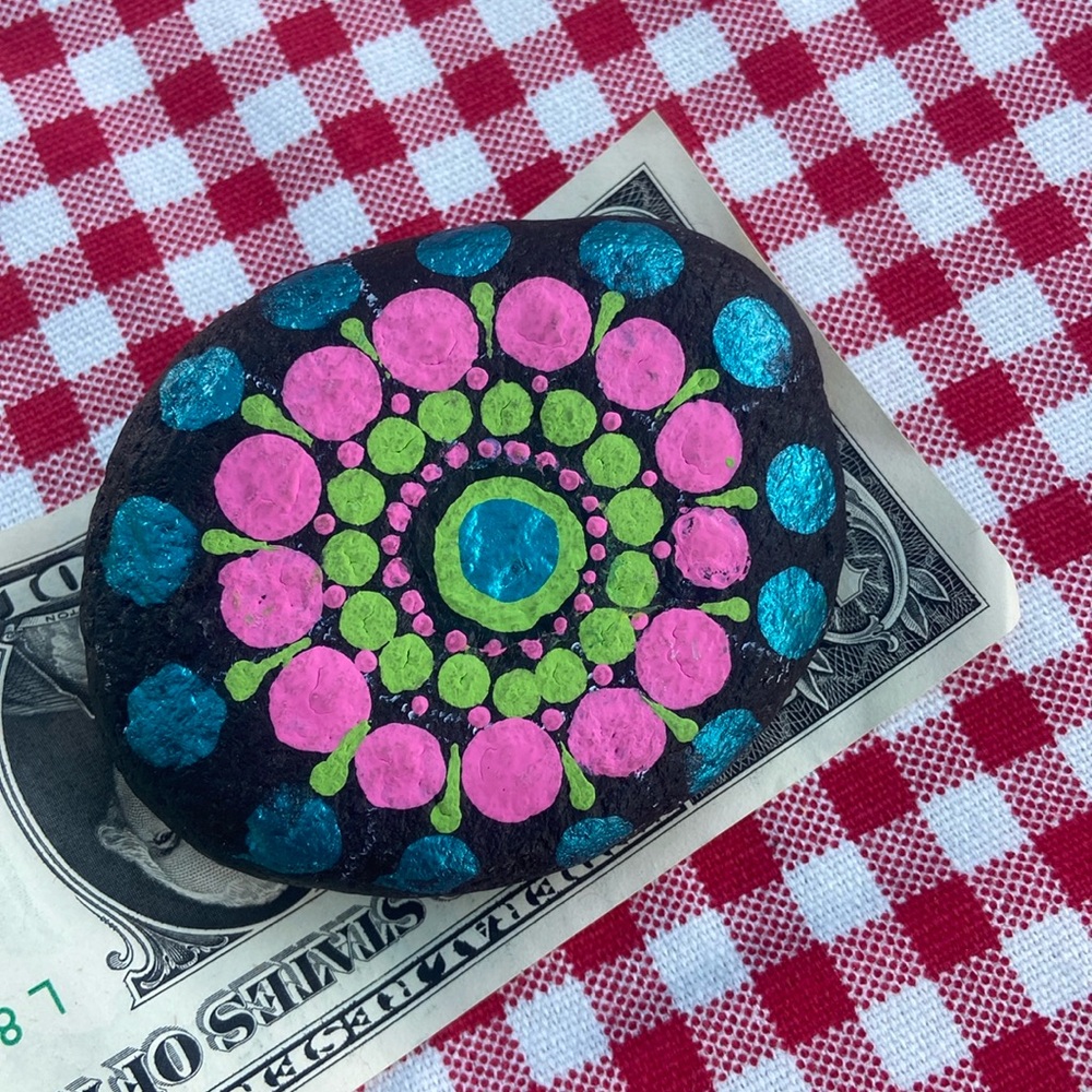 Mandala rock hand painted